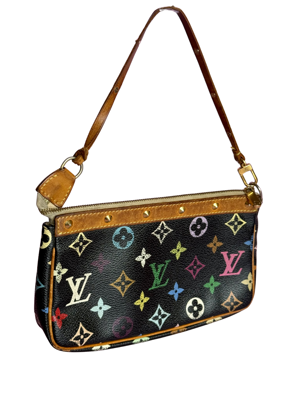 LV x Takashi Murakami Multicolor Black Canvas Pochette Accessoire
