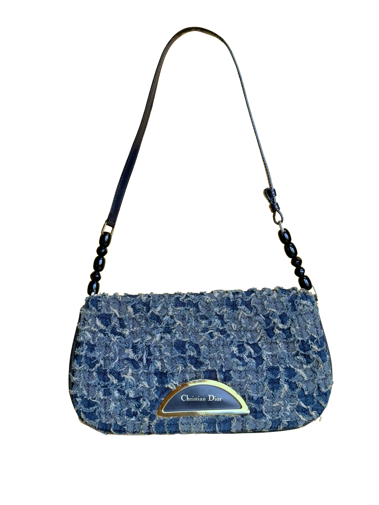 Dior Malice denim patchwork tweed bag with gold hardware