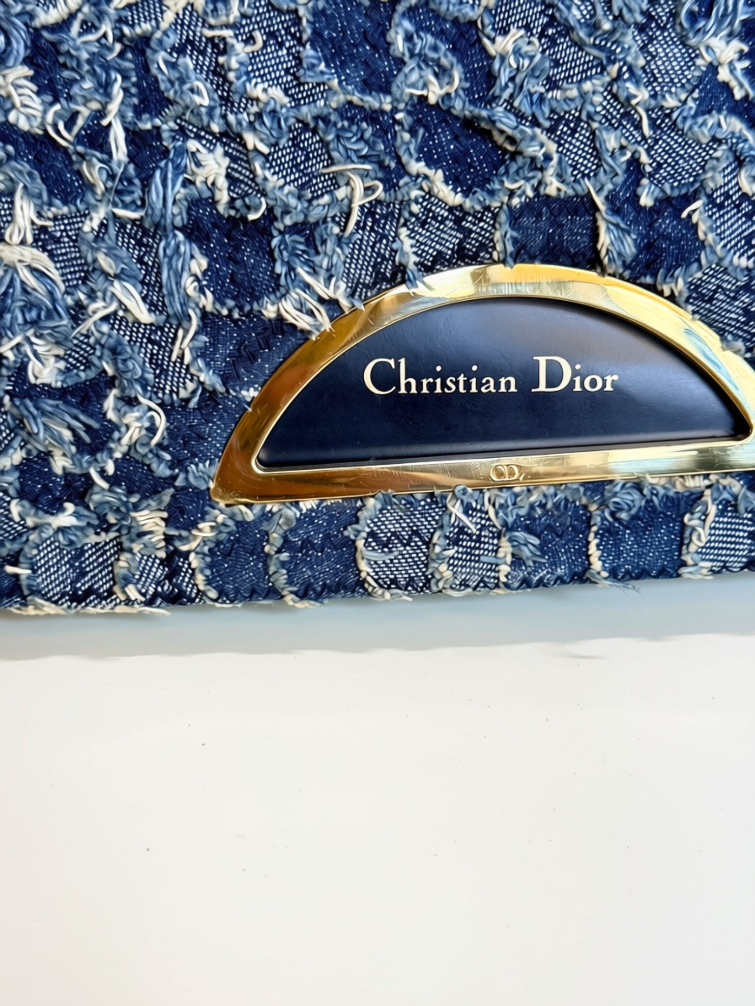 Dior Malice denim patchwork tweed bag with gold hardware