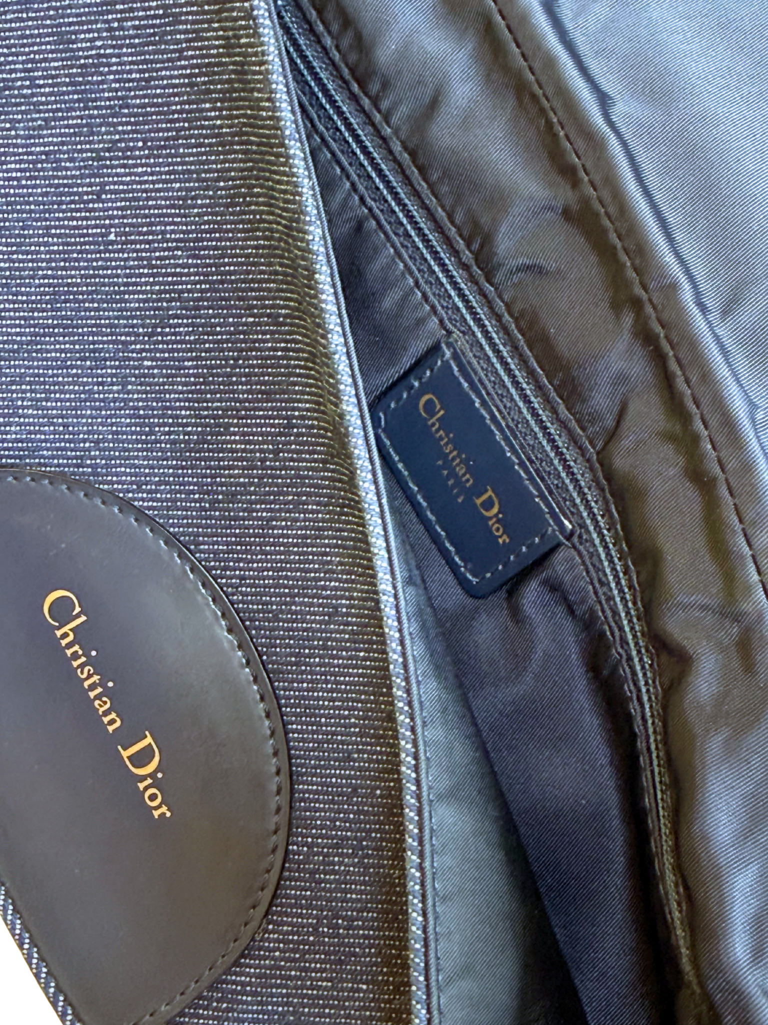 Dior Malice denim patchwork tweed bag with gold hardware