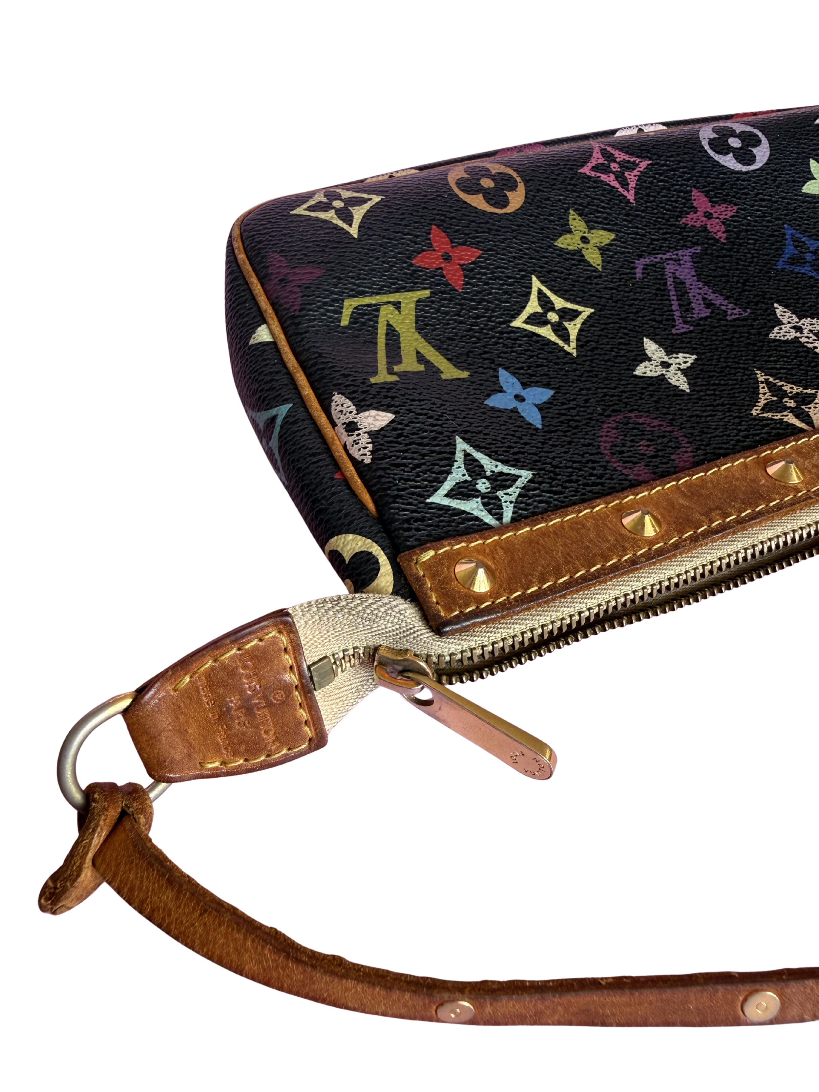 LV x Takashi Murakami Multicolor Black Canvas Pochette Accessoire