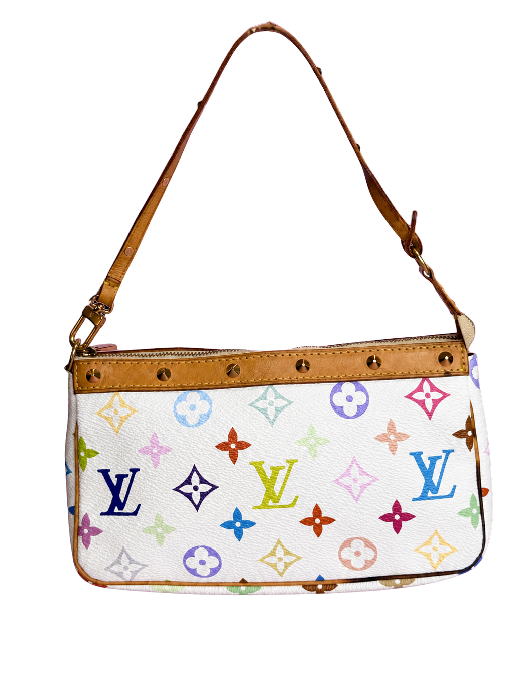 LV x Takashi Murakami Multicolor White Canvas Pochette Accessoire