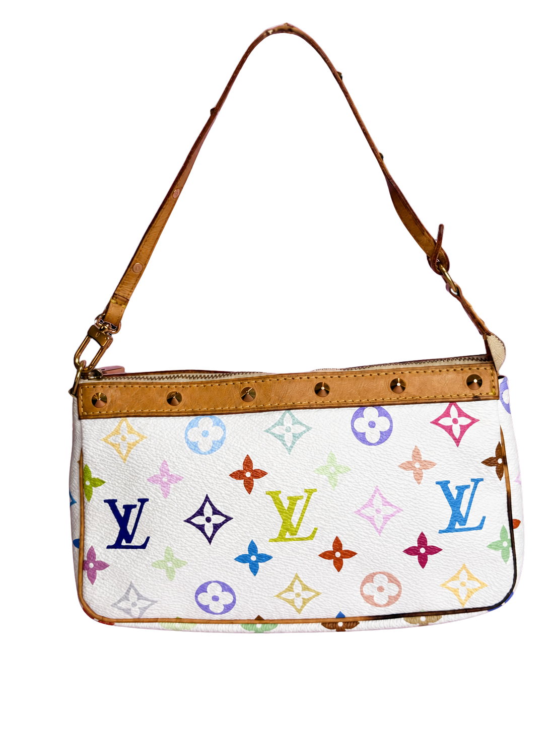 LV x Takashi Murakami Multicolor White Canvas Pochette Accessoire