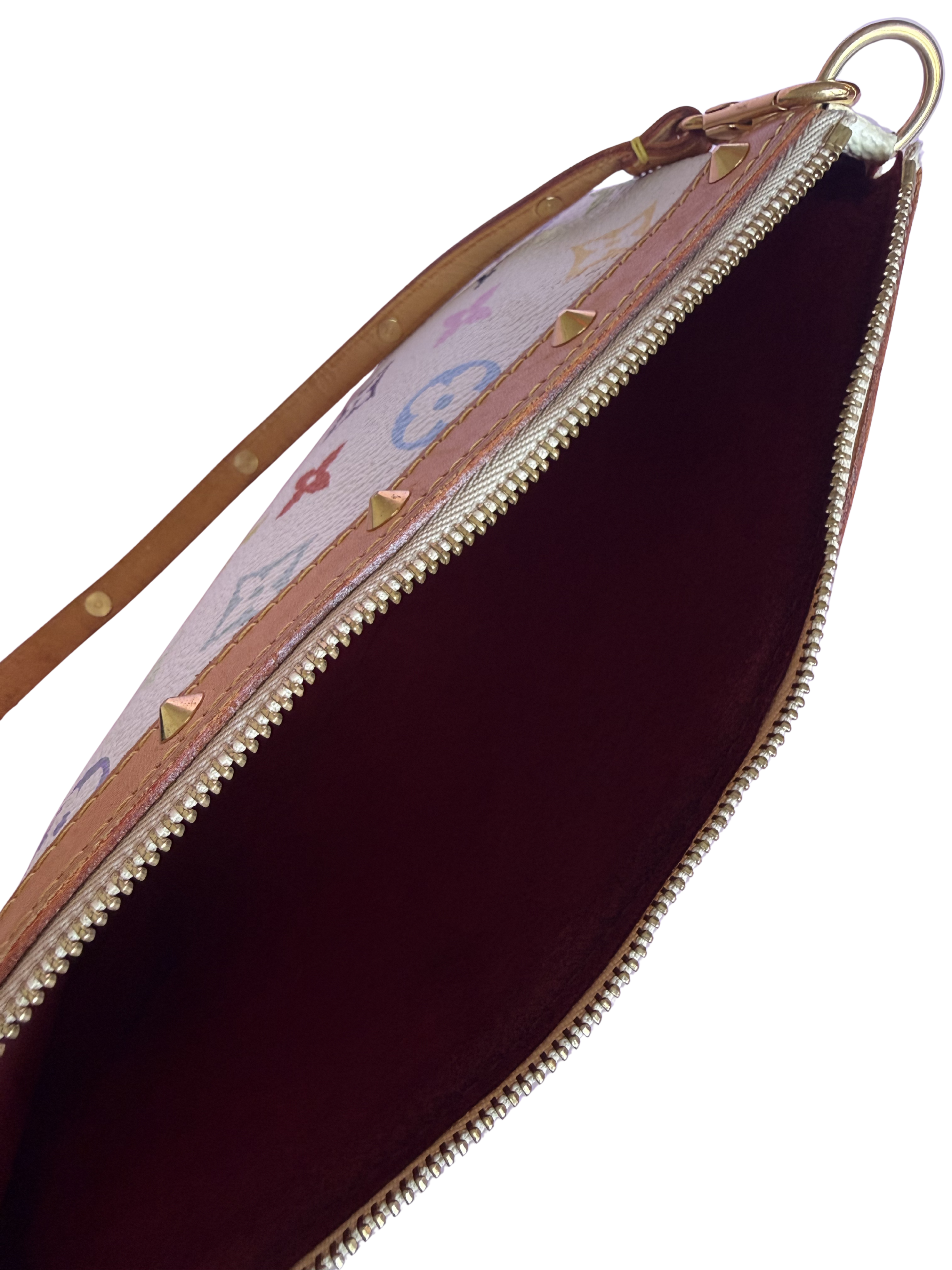 LV x Takashi Murakami Multicolor White Canvas Pochette Accessoire