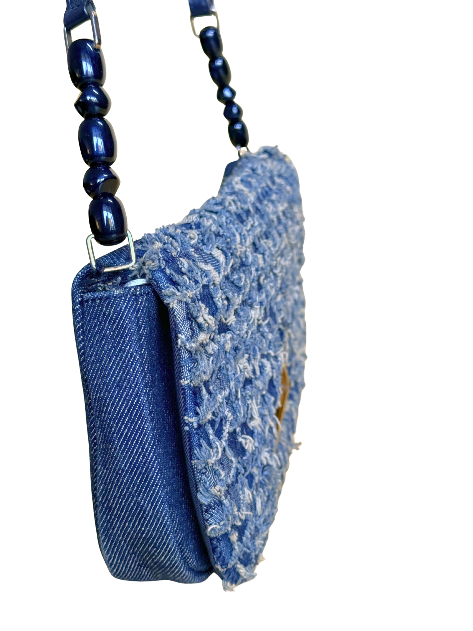 Dior Malice denim patchwork tweed bag with gold hardware