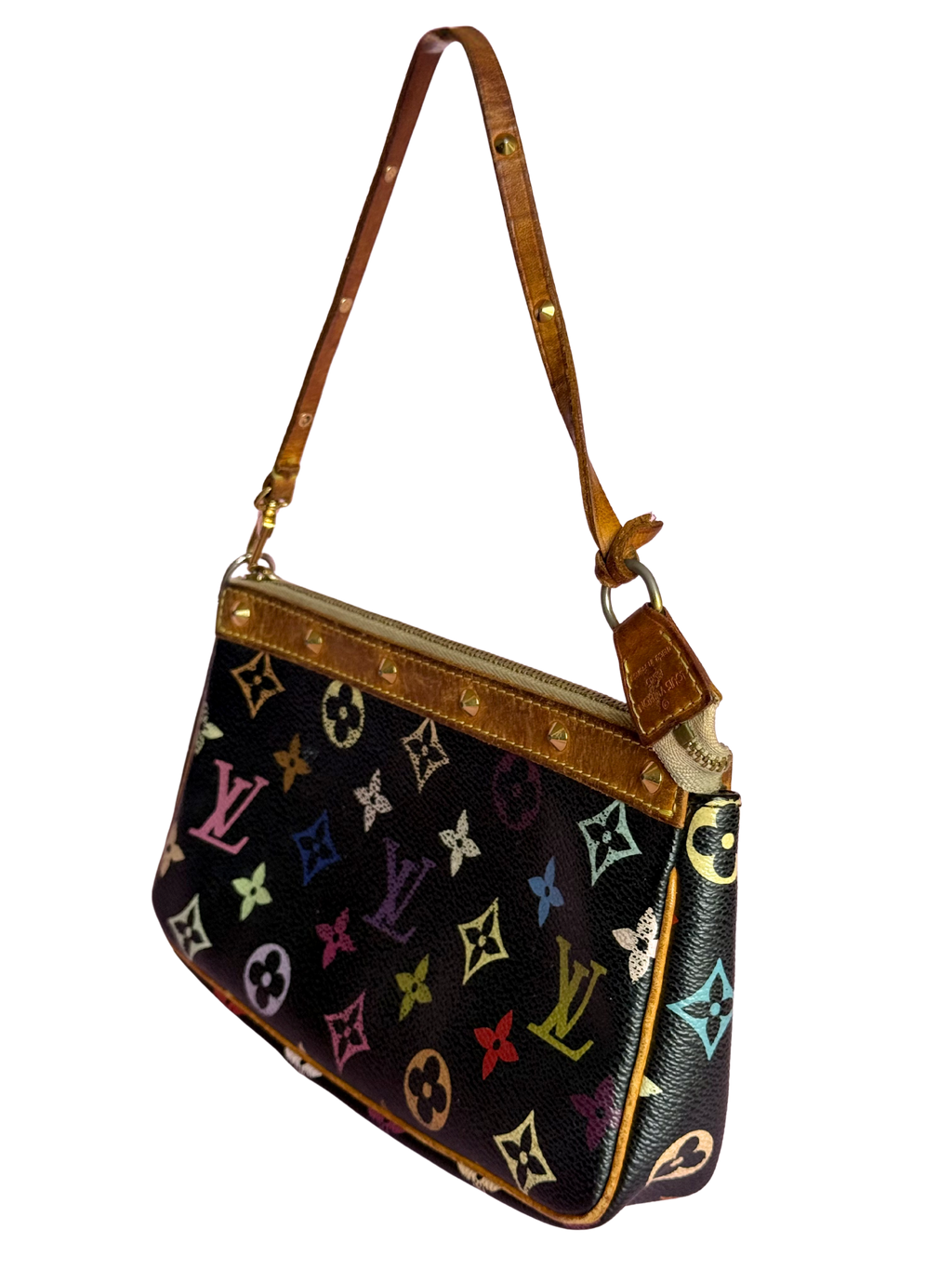 LV x Takashi Murakami Multicolor Black Canvas Pochette Accessoire