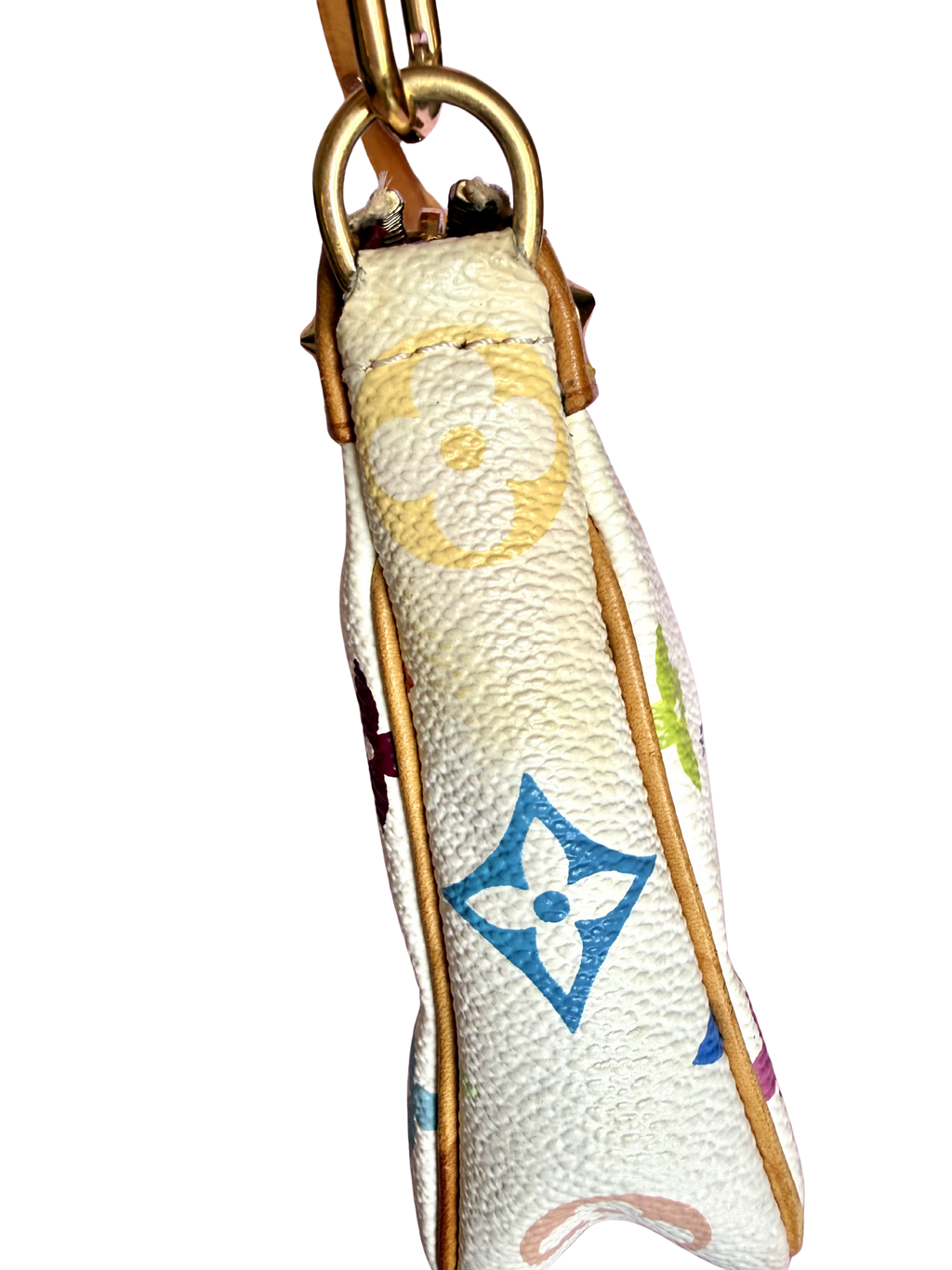 LV x Takashi Murakami Multicolor White Canvas Pochette Accessoire