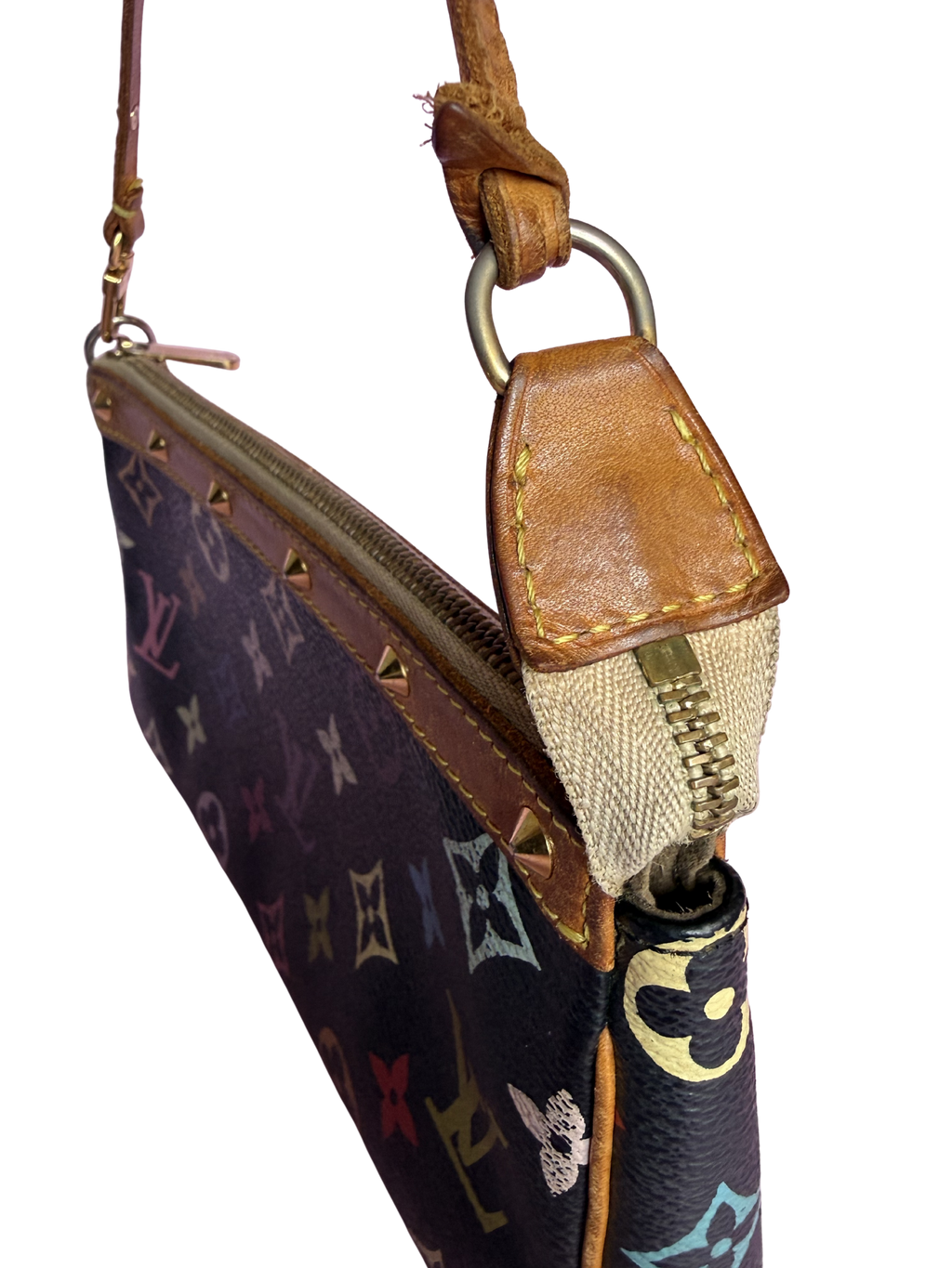 LV x Takashi Murakami Multicolor Black Canvas Pochette Accessoire