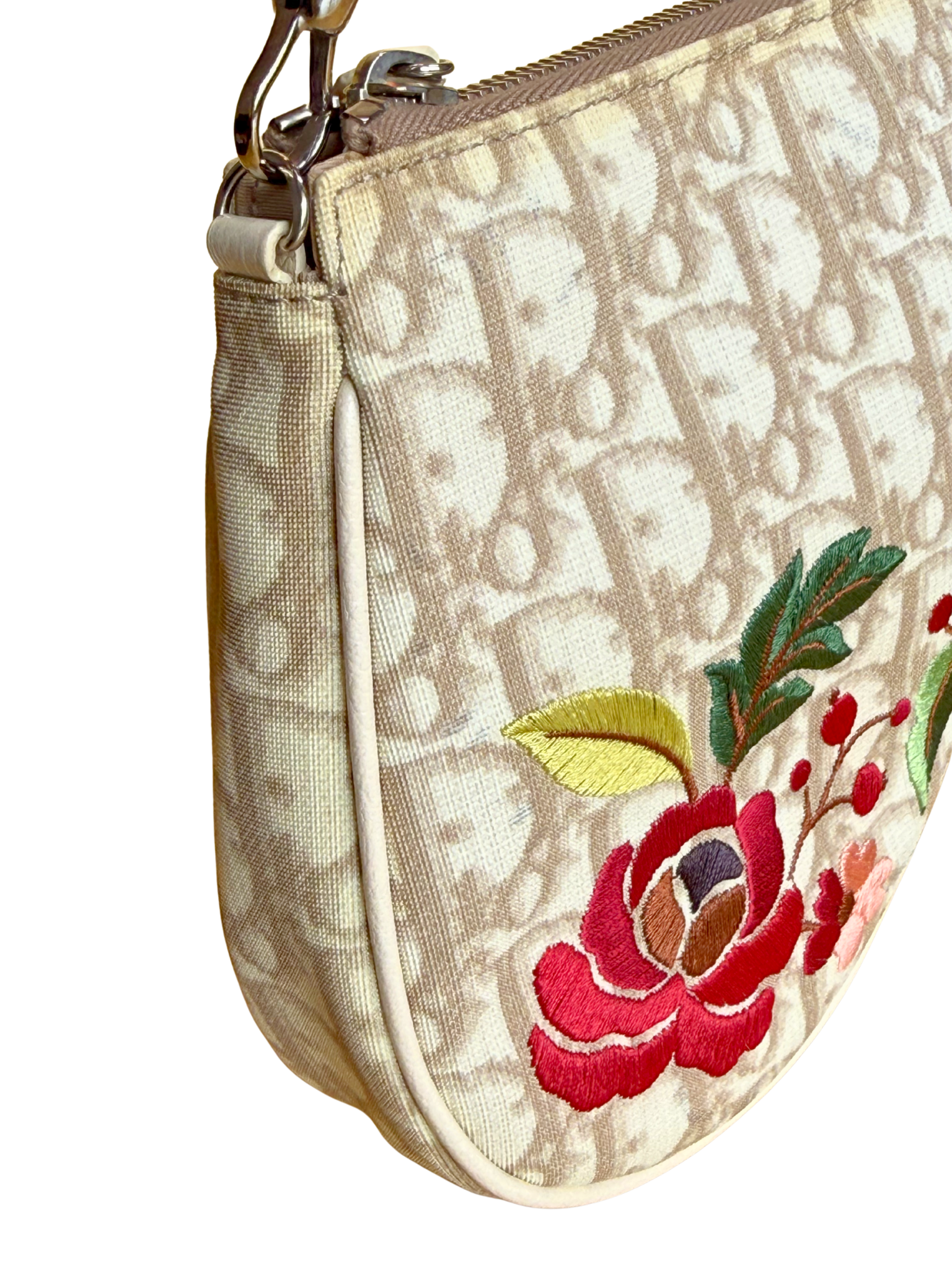 Dior Beige Trotter Mini Embroidered Saddle Bag