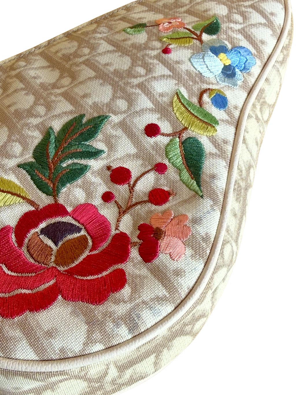 Dior Beige Trotter Mini Embroidered Saddle Bag