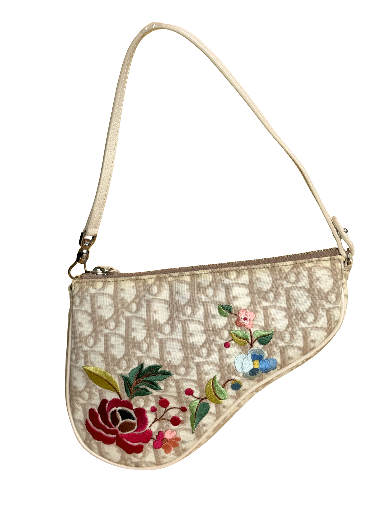 Dior Beige Trotter Mini Embroidered Saddle Bag
