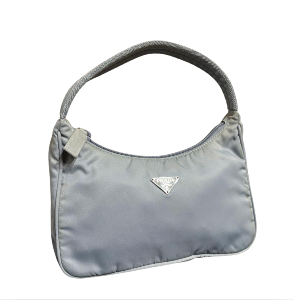 Borsa a spalla Prada Re-Edition 2000 in nylon azzurro/grigio