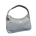 Borsa a spalla Prada Re-Edition 2000 in nylon azzurro/grigio