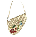 Mini borsa a tracolla Dior Saddle ricamata Beige Trotter