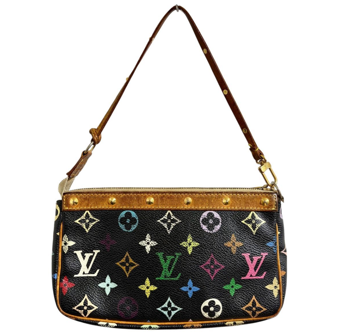 LV x Takashi Murakami Multicolor Black Canvas Pochette Accessoire