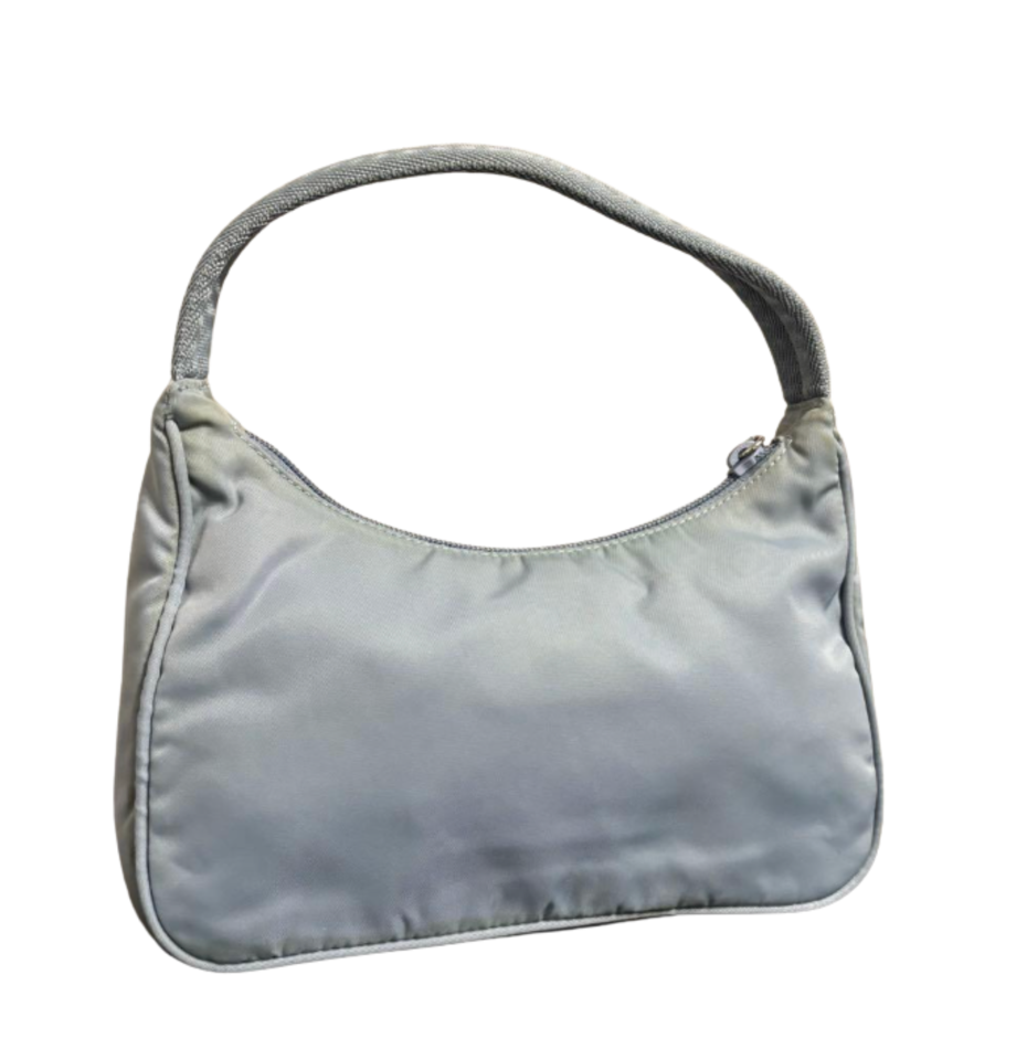 Borsa a spalla Prada Re-Edition 2000 in nylon azzurro/grigio