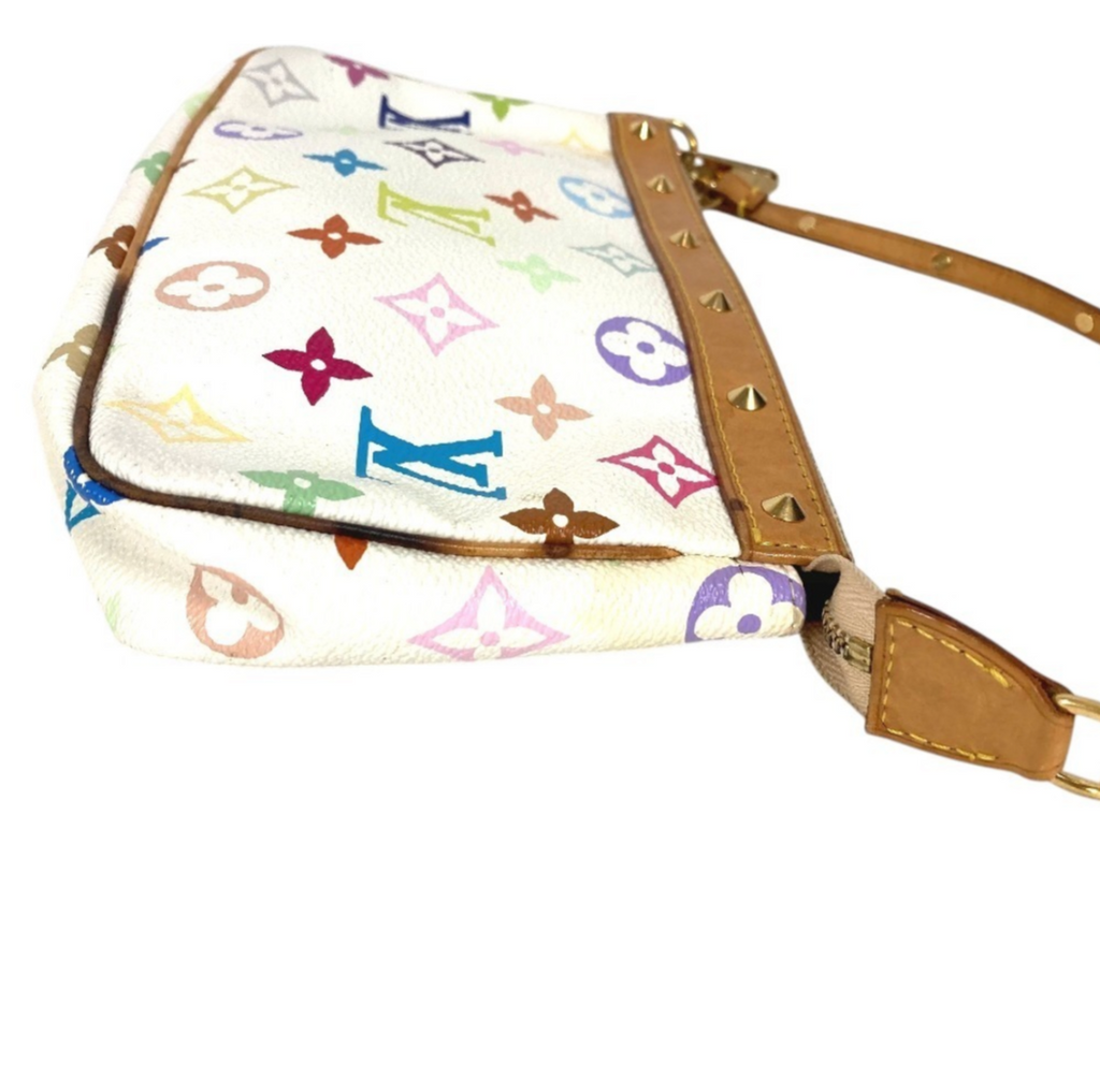 Pochette Accessoire LV x Takashi Murakami Multicolor in tela bianca