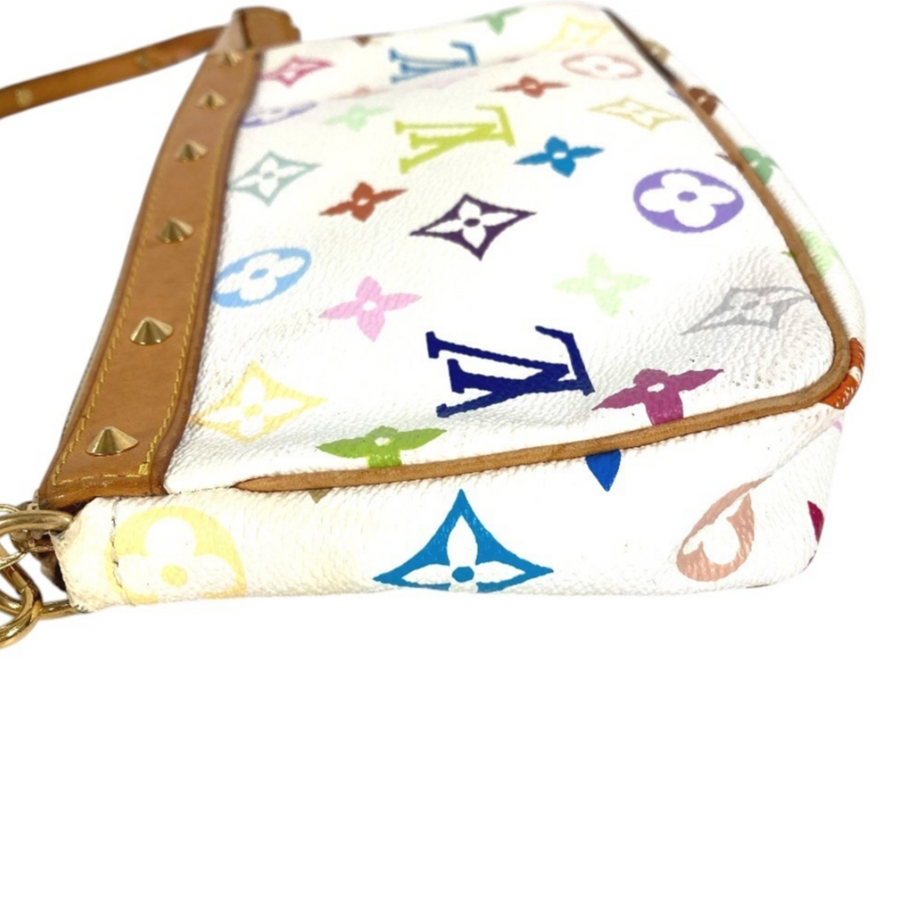 Pochette Accessoire LV x Takashi Murakami Multicolor in tela bianca