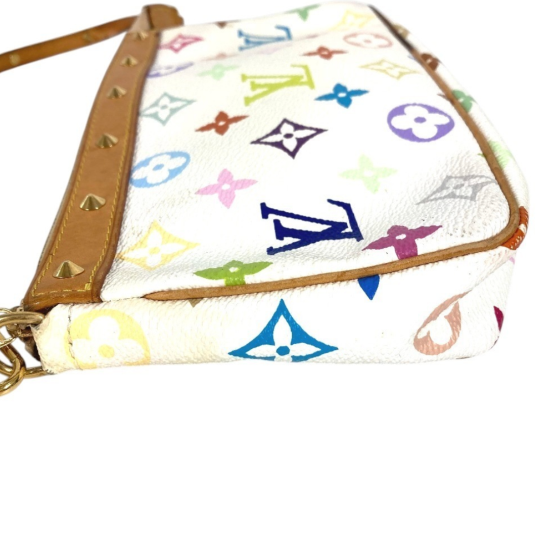 Pochette Accessoire LV x Takashi Murakami Multicolor in tela bianca