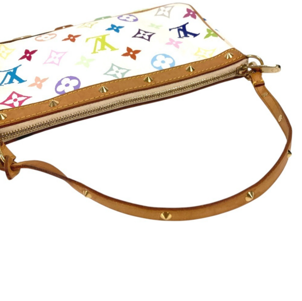 Pochette Accessoire LV x Takashi Murakami Multicolor in tela bianca