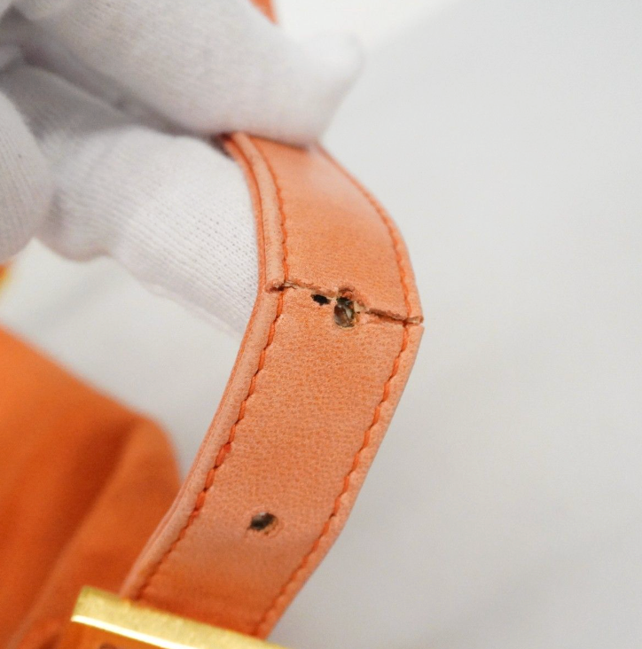 Fendi Orange Suede Baguette with Gold Buckle and Pink Sparkles