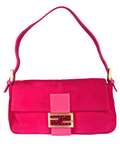 Fendi Hot Pink Suede Baguette with Gold Buckle and Pink Sparkles