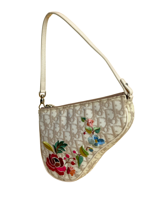 Dior Beige Trotter Mini Embroidered Saddle Bag