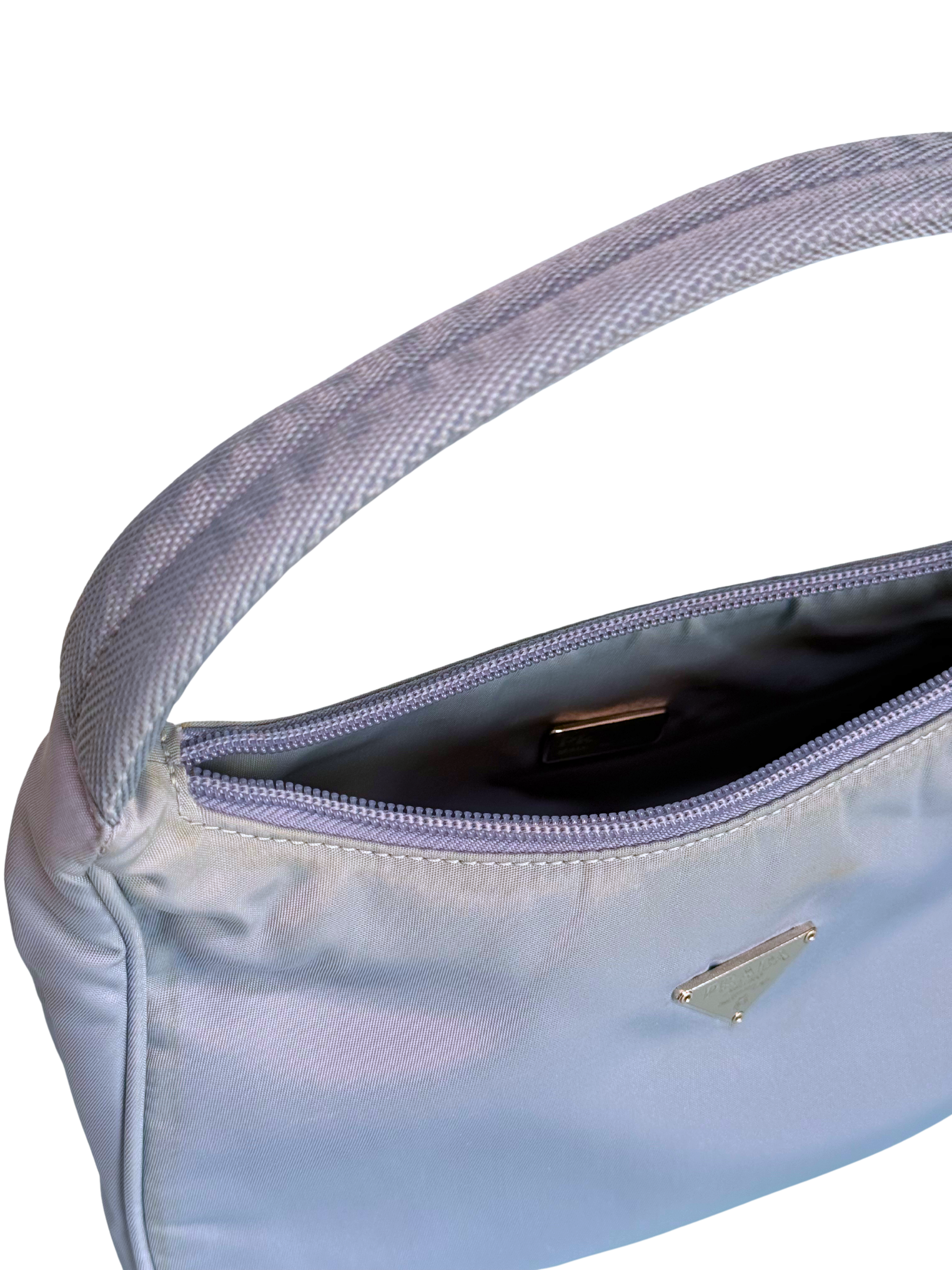 Prada Y2K nylon mini hobo bag - light blue/gray
